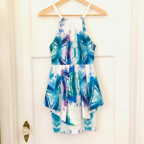 WHOIAM Avant-guarde Style Halter Mini Dress Pleated Peplum Size 6 - Picture 1 of 12